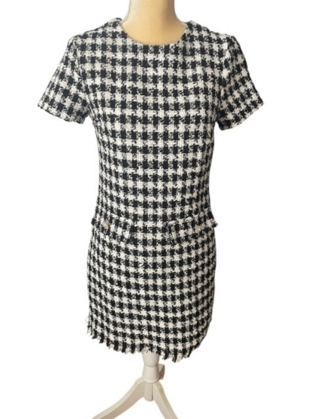 BeBop Black and White Houndstooth Mini Dress - Picture 3 of 5